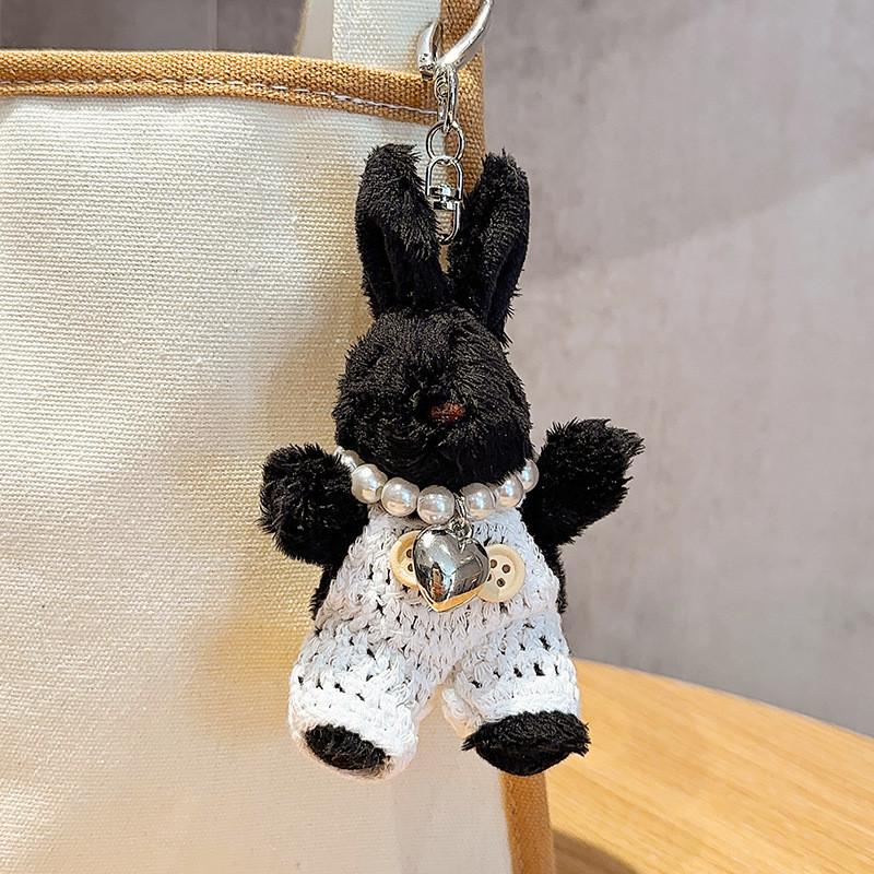 Bunny Plush Unique Keychain With Dazzling Pearl Chain Available In Soft Color Options
