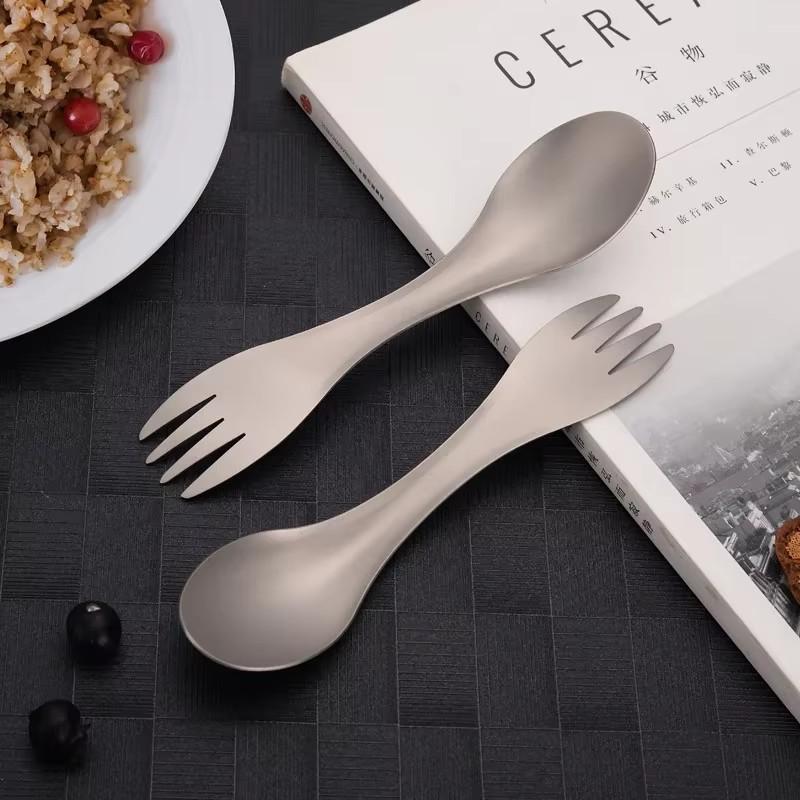 Titanium Camping Cutlery Set Lightweight Portable Outdoor Fork Spoon Chopsticks for Hiking Picnic Travel