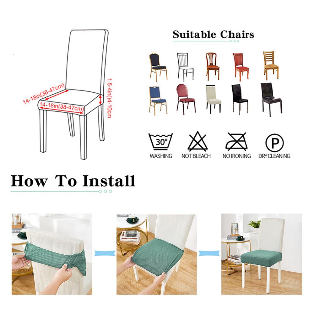 Waterproof Solid Dining Room Chair Cover Jacquard Elastic Chair Seat Covers For Hotel Banquet Kitchen Wedding Home Anti -Dirt