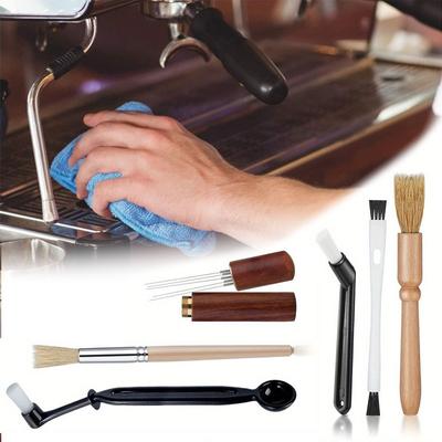 6pcs Coffee Cleaning Brush Coffee Cloth Powder Needle Coffee Machine Head Nylon Coffee Brush Coffee Brush Set Espresso Brush Kit