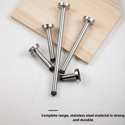 Extra-Long Stainless Steel Door Stop with Rubber Tip - Floor-Mounted Door Bumper and Wall Protector for Home