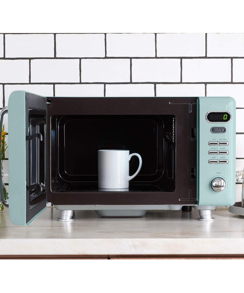 Microwave Oven Compact 17L Flat Table Retro Cute New Life Single Living Two Living [Toffy] K-DR1 (Ash White) K-DR1-AW