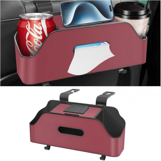 Zipelo Car Headrest Backseat Organizer With Cup Holder, Multi-Functional Vehicle Seat Back Hanging Storage Box With Hooks, Auto Drink Snack Phone