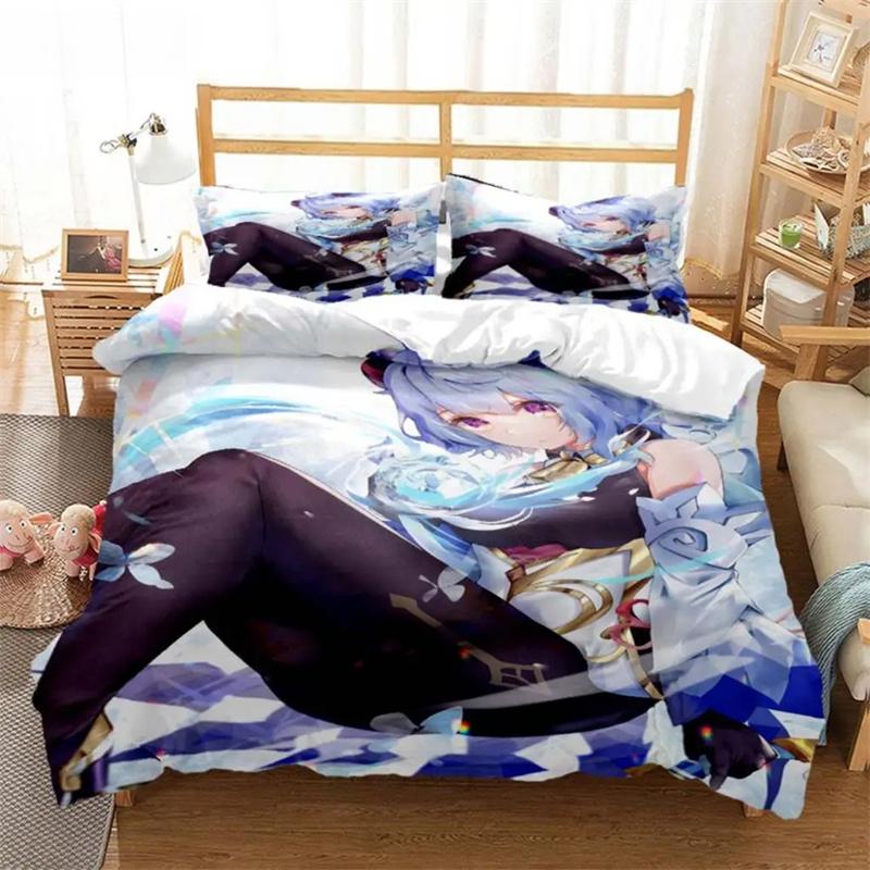 Genshin Impact Animation Cartoon Soft And Comfortable Comforter Bedding Sets Bedding Set Luxury Quilt Cover Customizable