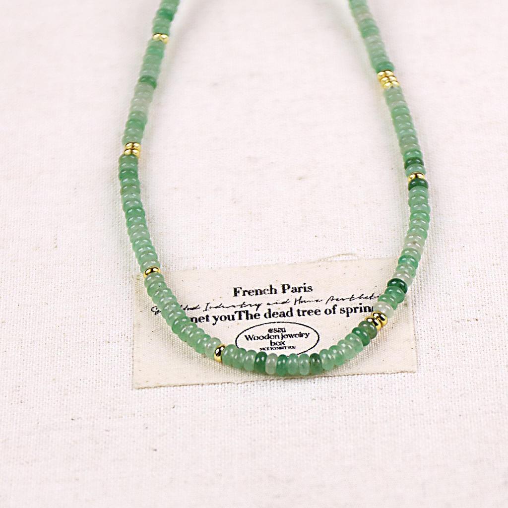 2025 Spring Retro Green Donglin Beaded Necklace for Women - Light Luxury, High-End, New Chinese Style