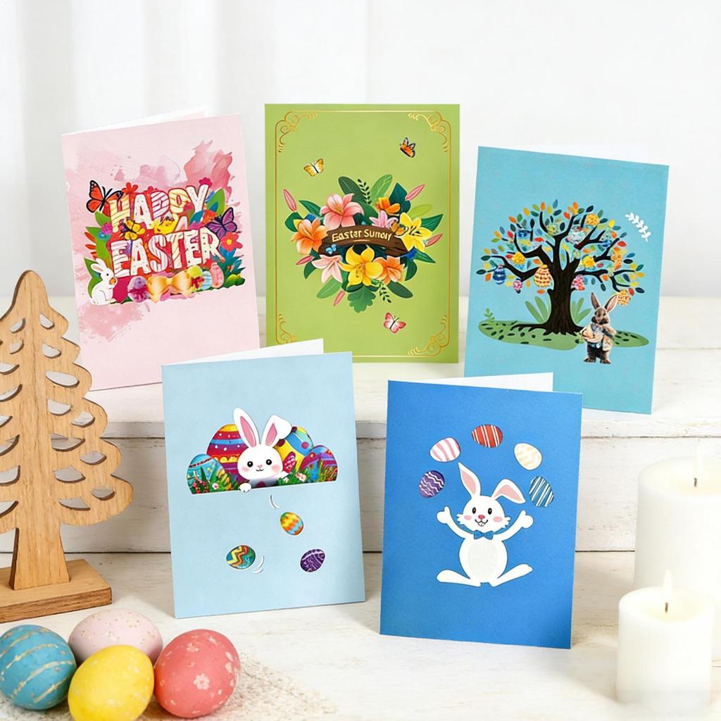 3D Easter Greeting Cards 3D Holiday Egg And Bunny Paper Keepsake Easter Heartfelt Message Card For Teachers Friends Family Wife