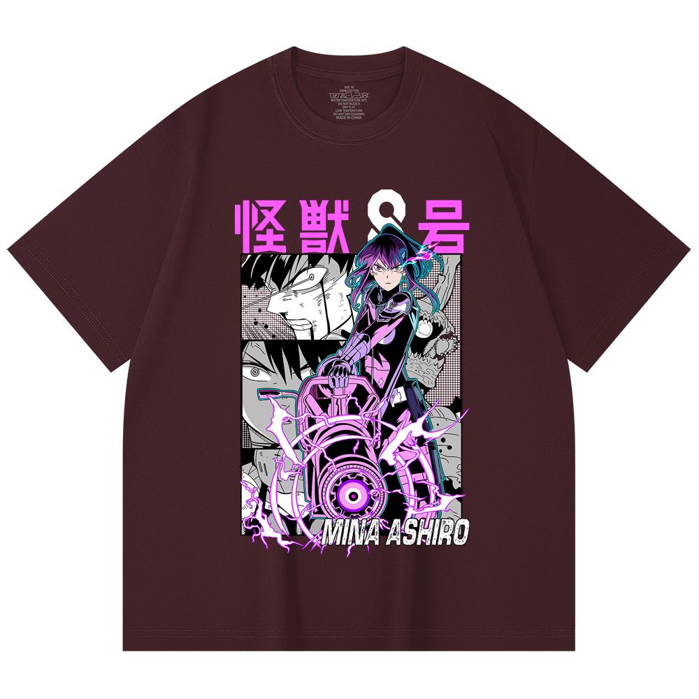 230 Gsm 100% Cotton Kaiju No 8 V15 Mina Print Unisex Heavy Cotton T Shirt