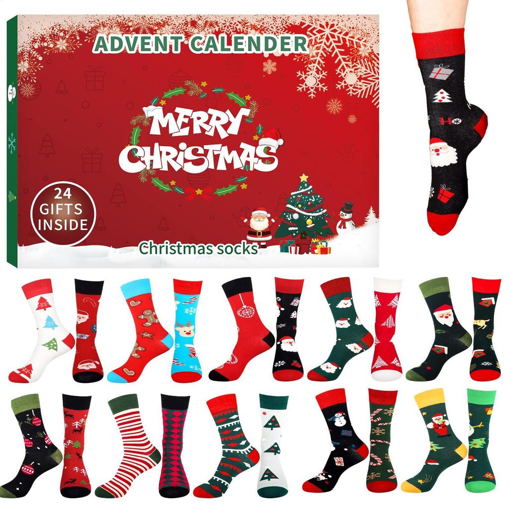 Socks Advent Calendar 2025 Women, 12 Pairs Christmas Socks Advent Calendar Socks Men's Christmas Calendar Socks Cuddly Socks