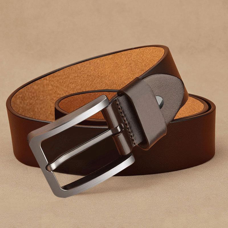 Belt Fashion Men s New Pin-buckle Cowhide Belt Retro Casual Genuine Leather Jeans Belt 130cm