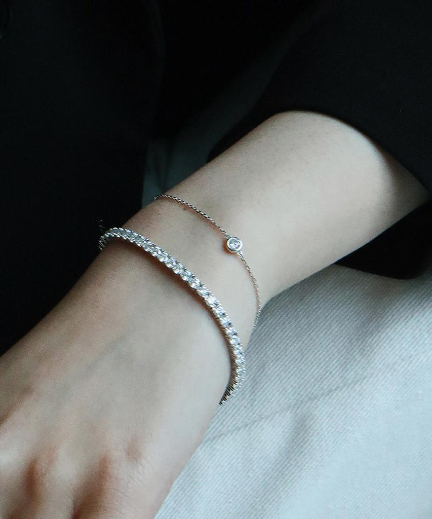 Smgt Silver925 Bezel Cubic Chain Bracelet