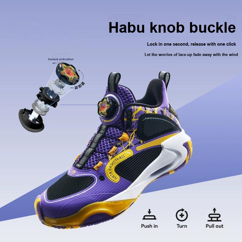 Anta Kids Wind Tunnel 2 Comfortable Durable Breathable Mid-Top Basketball Shoes Kids Basketball Shoes Purple Black A312341115-4