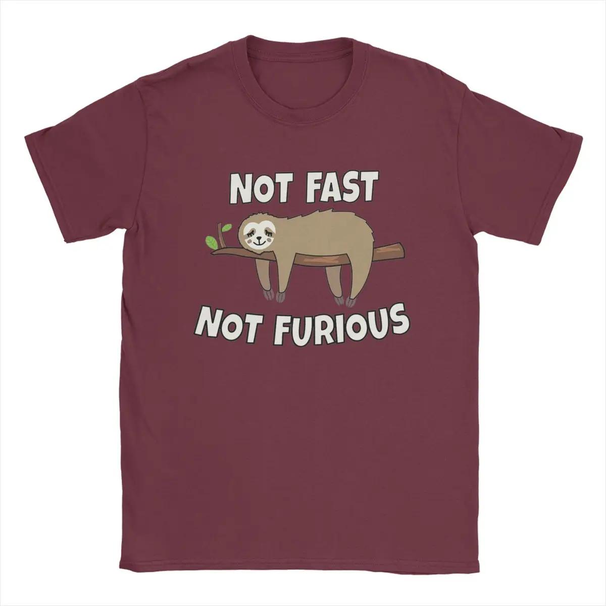 

Мужская футболка Sloth Not Fast Not Furious повседневные хлопковые футболки с коротким рукавом и круглым воротом одежда 4XL 5XL 6XL XXXXXL бордовый