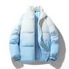 Jaqueta de Algodão Gradiente de Inverno Unissex - Casaco Acolchoado de Gola Alta Solto para Homens e Mulheres