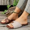 Women's Slanted Platform Sandals, Casual Square Toe Flat-bottom Summer Shoes