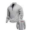 **Felpa con cappuccio in pile da uomo taglie forti mezza zip colletto alto vestibilità comoda casual autunno inverno**