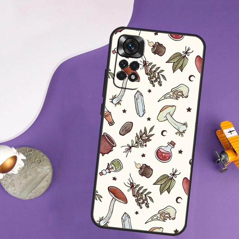 Cottagecore Frog Mushroom Moon Case For Xiaomi Redmi Note 13 Pro 14 12 9 10 11 Pro 10S 11S 12S Redmi 10C 13C 14C 12C Cover