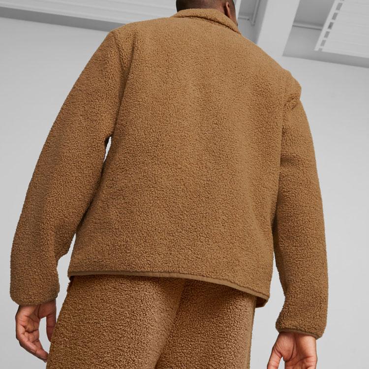 Puma Classics Sherpa Jacket With Patch Pockets Casual Lapel Jacket Men Jacket Brown 625227-93