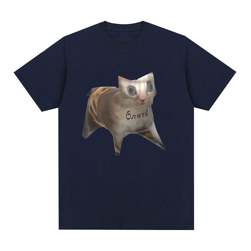 Funny Russian Cat Meme Graphic Print T-shirt Men Women Cotton Casual Short Sleeve Oversized T-shirts Fashion Oversized Tee Shirt