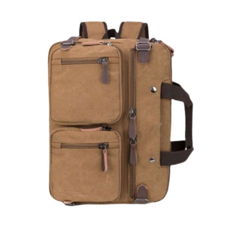 Retro forretningskoffert for menn Enkel ensfarget Crossbody-veske Fritidsreiseveske Multifunksjonell lerretsveske Kan håndholdt enkel og dobbel skulder