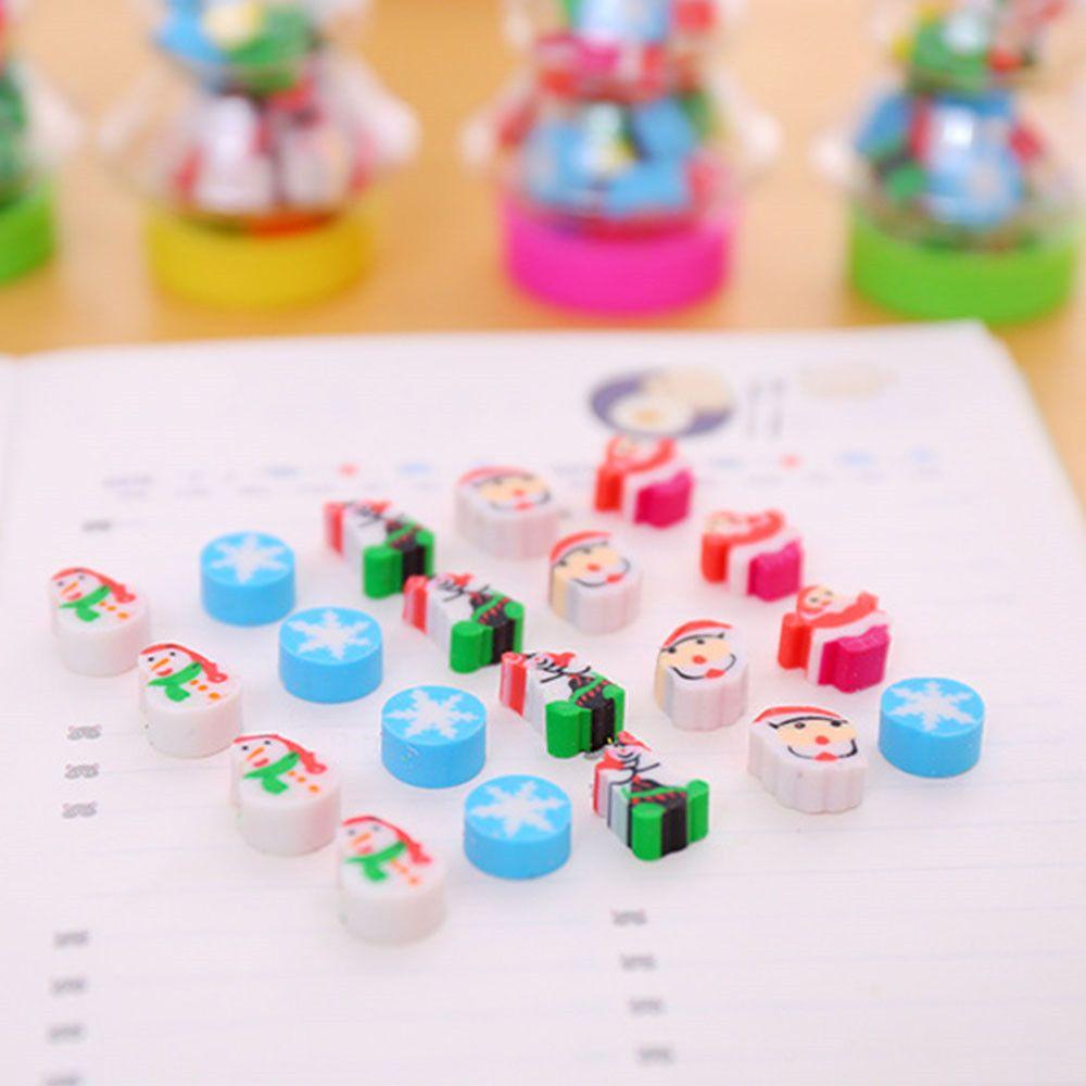 Eraser School Office Supplies Cute Merry Christmas Erasers Novelty Santa Tree Mini Rubber Set
