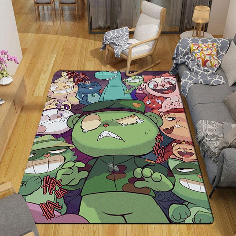 Happy Tree Friends character-inspired pattern design Rug Floor Mat for Living Room or Bedroom Soft and Comfortable Carpet a Gift for Birthday and Holi