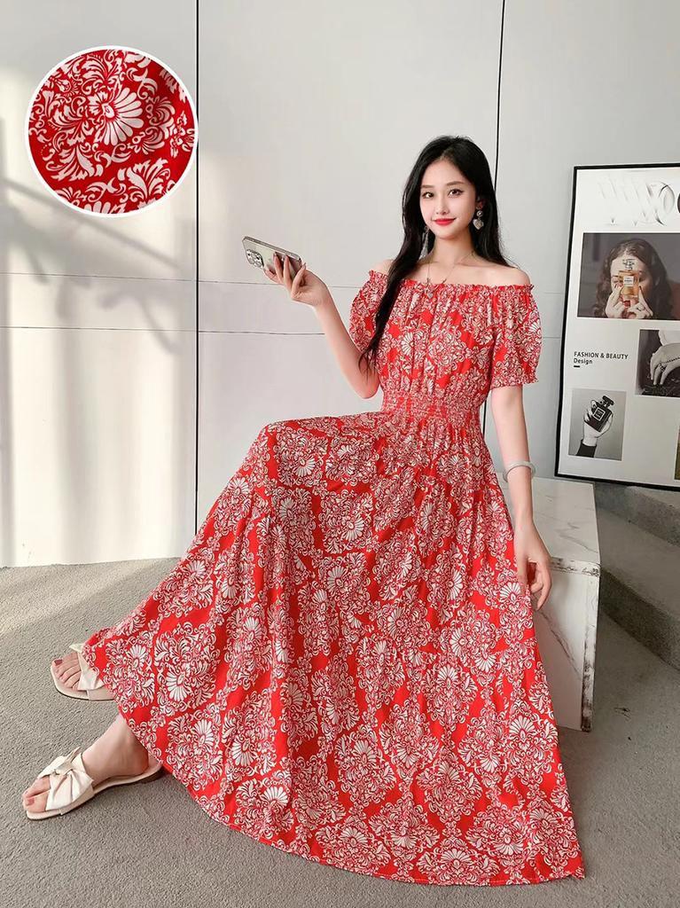 Off-Shoulder One-Neck Cotton Silk Dress Children's Summer Dress Bohemian Island Vacation Dress Travel Beach Dress