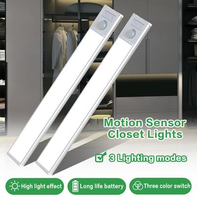 LED 1pc Ultra-thin Motion Sensor Cabinet Light, Three-tone Light Counter Lighting, Magnetic USB Rechargeable Kitchen Night Light