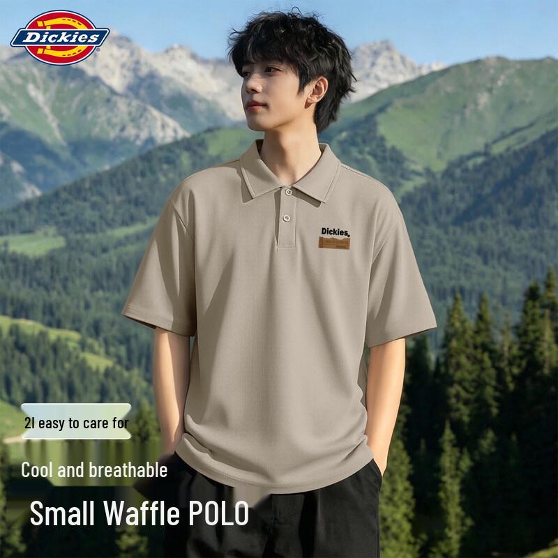 Dickies Men s Waffle Texture Polo Shirt L