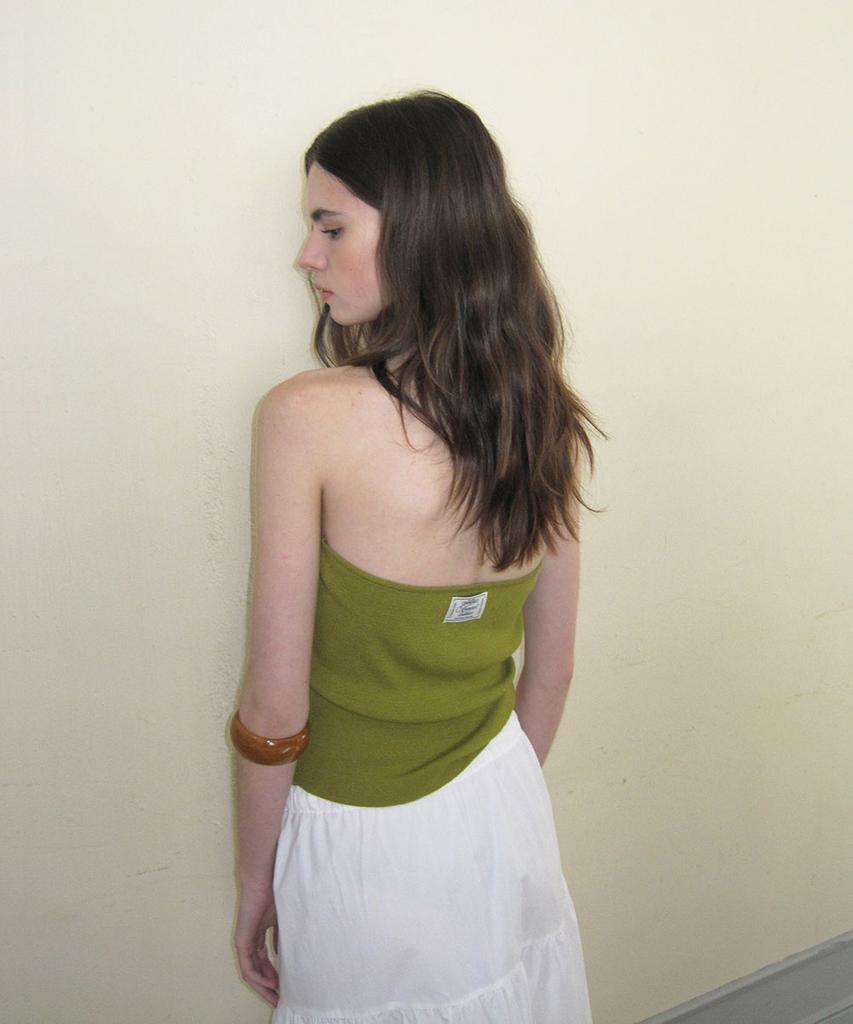 Eopaeleolakaibeu Ecru Halter Layered Sleeveless - Olive