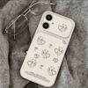 Angel Bear Leather Texture Silver Frame Case for Apple 13 Pro, 14, 15, 16, 17 Pro Max