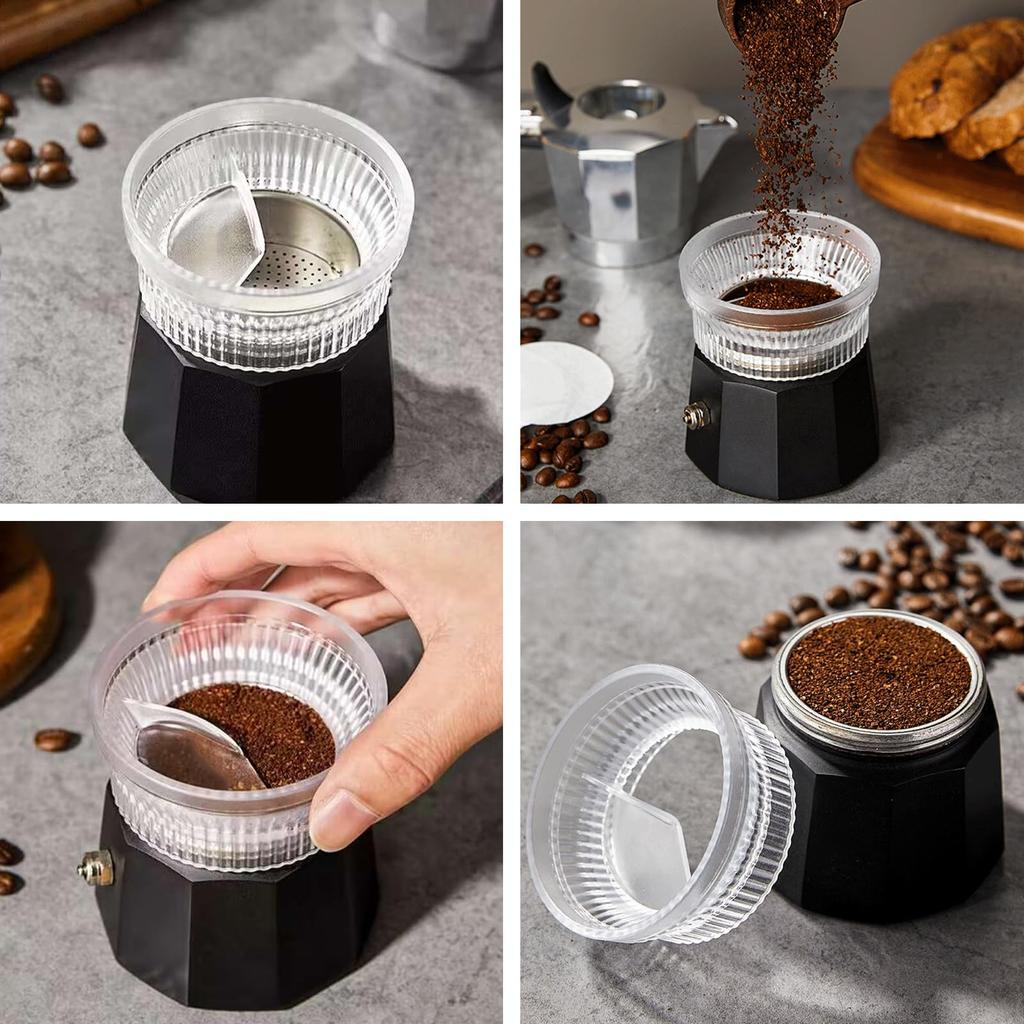 Doyime Moka Pot Dosing Funnel, 65mm, Coffee Catching Ring, Moka Pot Cloth Powder Dispenser, Coffee Dispensing Funnel, Powder Dosing Ring, Coffee