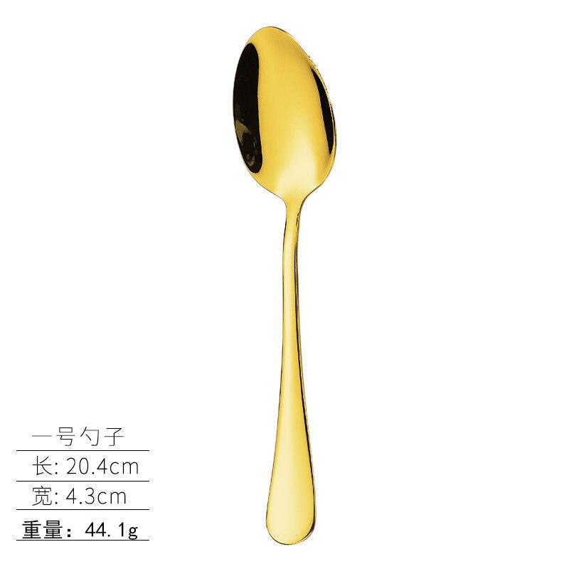 Stainless steel tableware, knives and forks, spoons, western food steak knives and forks, household thickened pointed spoons, round spoons, supplies
