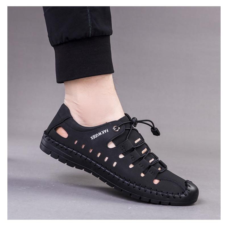 Sandali casual da uomo estivi, alla moda, traforati, traspiranti, scarpe basse, da lavoro, con suola morbida