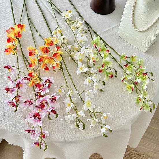 Sztuczny Kwiat Frezji 29.5 Cala Realistyczny Sztuczny Kwiat Storczyka Realistyczny w Dotyku Sztuczne Gałązki Phalaenopsis na Wesele Imprezę Wystrój Domu