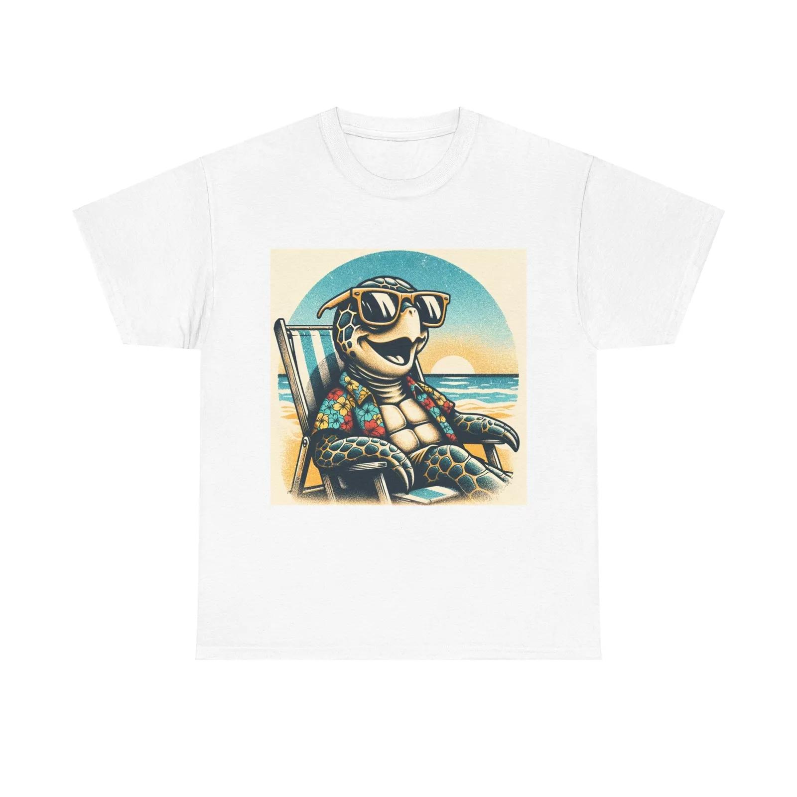 Unisex Adult T Shirt Whimsical Sea Turtle Beach Art M