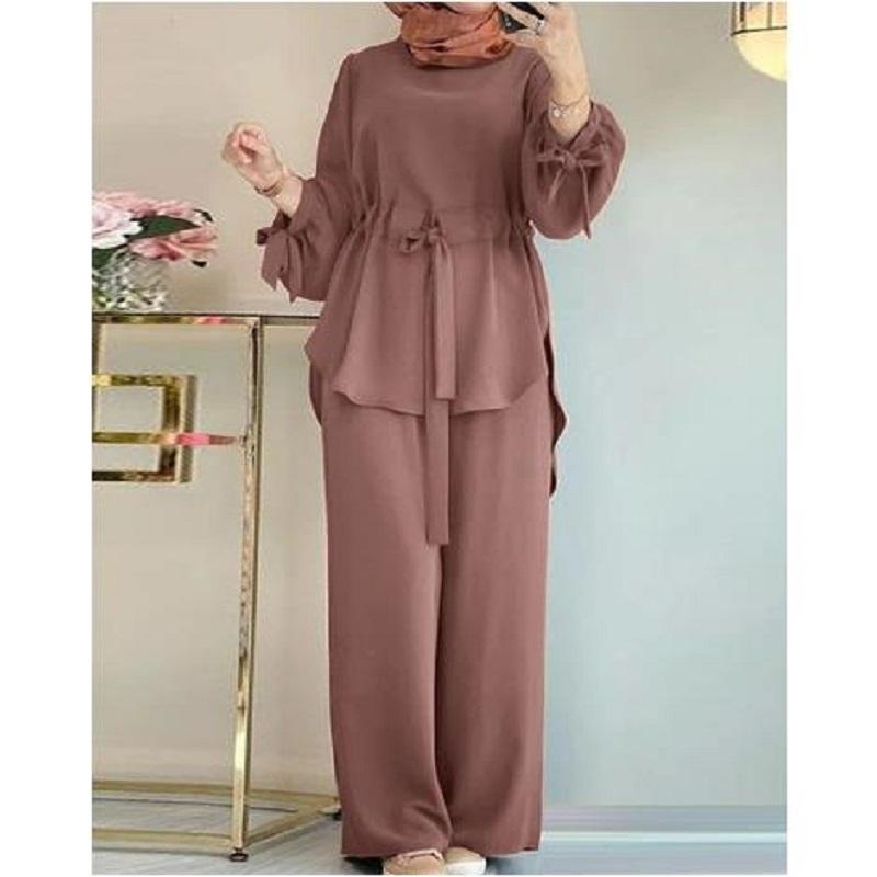 Muslim Women Sets Long Sleeve Loose Pant Suits Elegant Fashion Casual Tracksuit