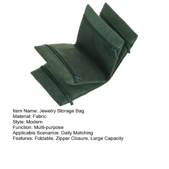 Jewelry Storage Bag Rings Earrings Bracelet Necklace Storage Pouch Foldable Zipper Closure Travel Jewelry Organizer