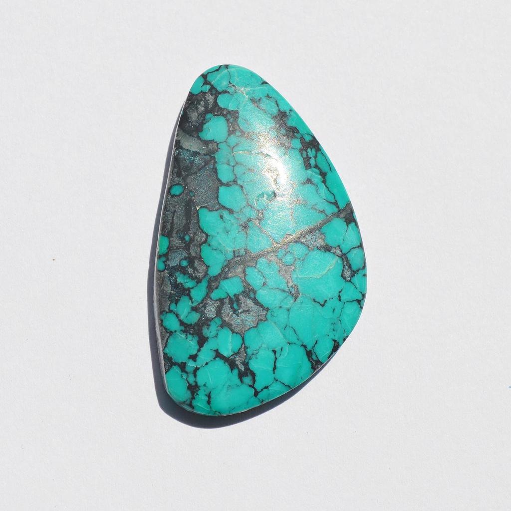 Natural Tibet Turquoise Cabochon - Unique Gemstone 51 Carats, 45x27x6.6 MM Triangle Shape