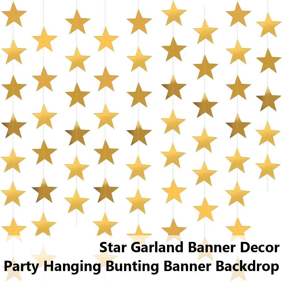 1PC 7cm/2.76inch Shining Star Paper Drop Garland Banner Gold Silver Bunting Banner For Shower Room Wedding Hanging Decoration