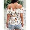 Women's Floral Print Off-the-shoulder Ruffled Spaghetti Strap Summer New Style Bohemian Top