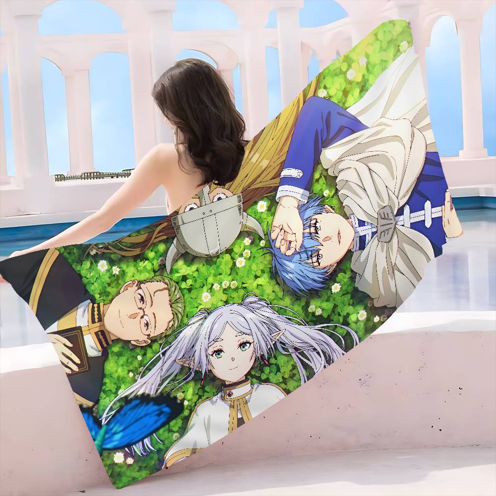 Hot Japan Anime Frieren Microfiber Printed Beach Towel Mountain Climbing Yoga Beach Swimming Running Absorbent Soft Towel