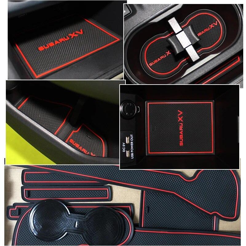 Anti-Rutsch-Gate Slot Mat Gummi Cup Coaster für Subaru XV 2016 2017 Facelift Crosstrek WRX STI Zubehör Aufkleber Auto Styling