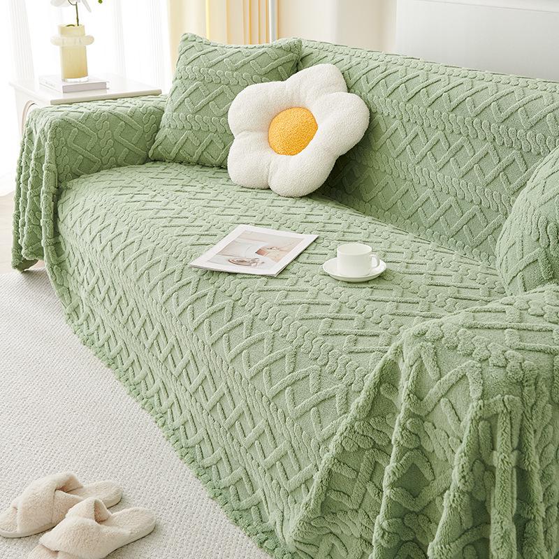 Autumn and Winter Plush Sofa Towel Lambswool Sofa Cover Cloth Slipcover Cream Simple Modern Style Thickened Sofa Cover
