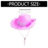 Vacation Cowboy Hat "BRIDE" Panama Hat Feather Rhinestones Hand Beading Pearls for Carnivals Music Festival