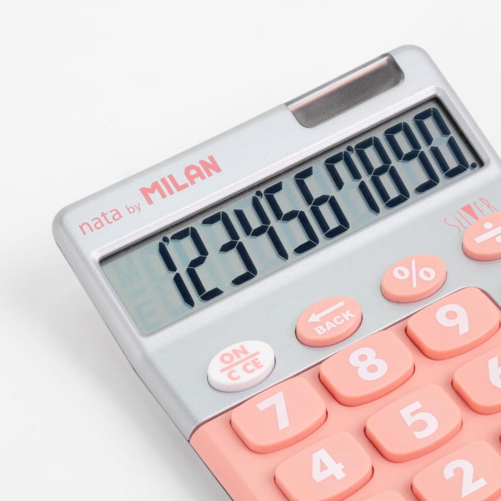 Milan Big Key MLN159906SLPBL 10-Digit Calculator, Silver/Pink,