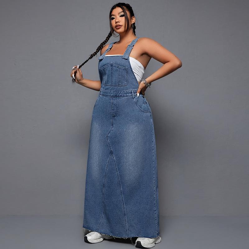 Tuta Nuova in Denim Piccante da Donna Taglie Forti