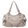 PU Shoulder Bag Women's Fashion Tote with Star Stud Detail and Dual Side Zip Pockets