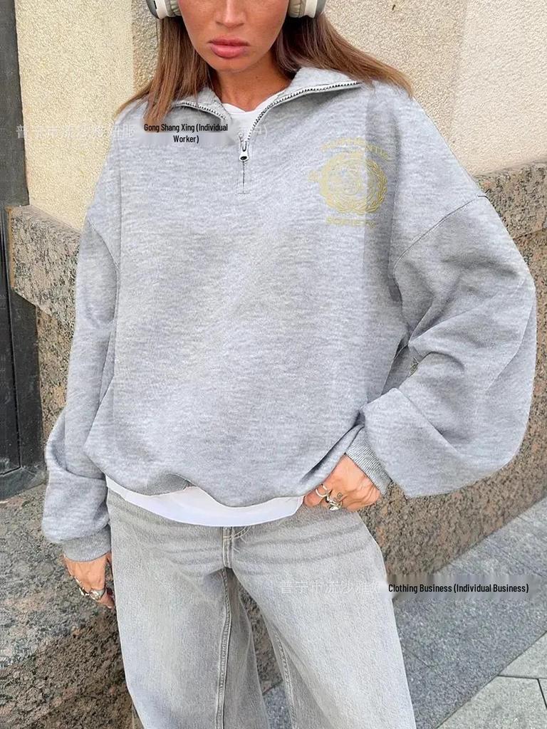 Women's Retro Hip Hop Half-Zip Casual Hoodie (Autumn/Winter 2026 Collection)