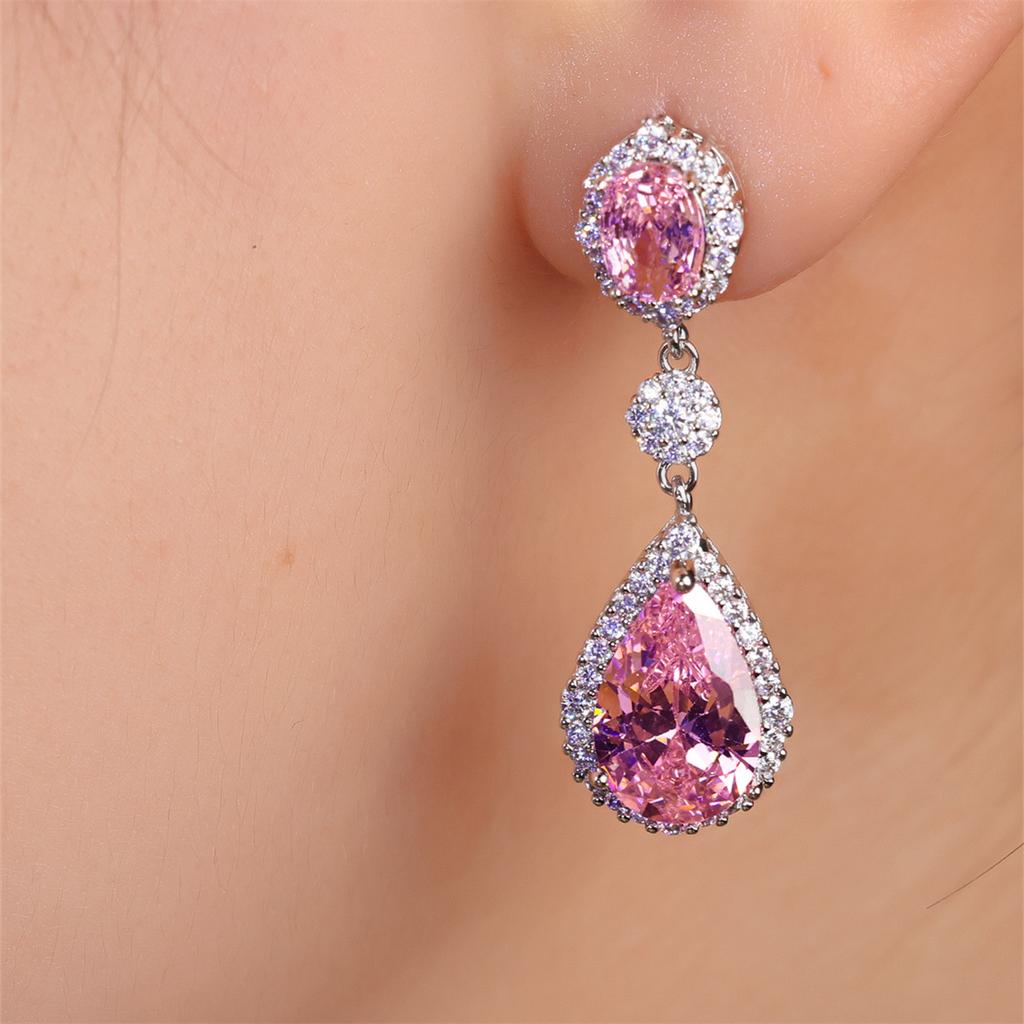 Wish Flower Fat Square Pink Diamond Earrings Simple Personality Niche Earrings Earrings