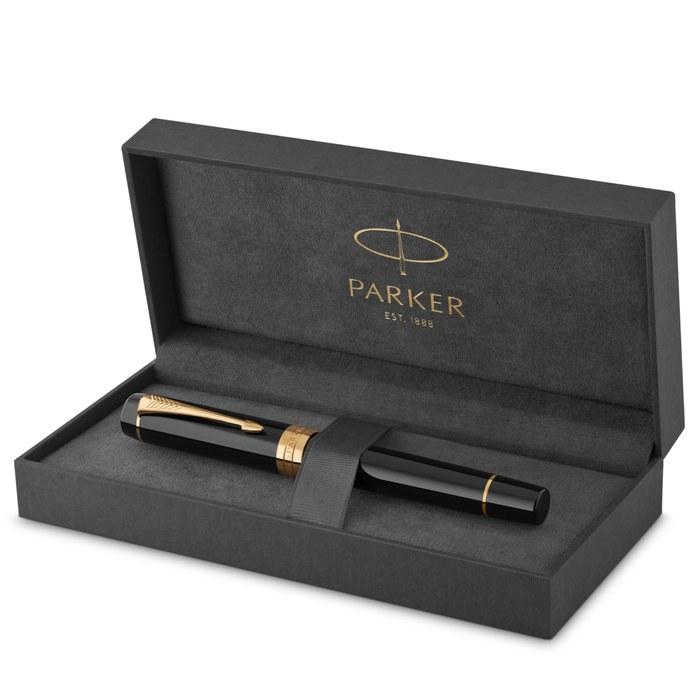 Parker Duofold Classic Black GT Fountain Pen, Medium Nib, 18K Gold, Gift Box, 1931382